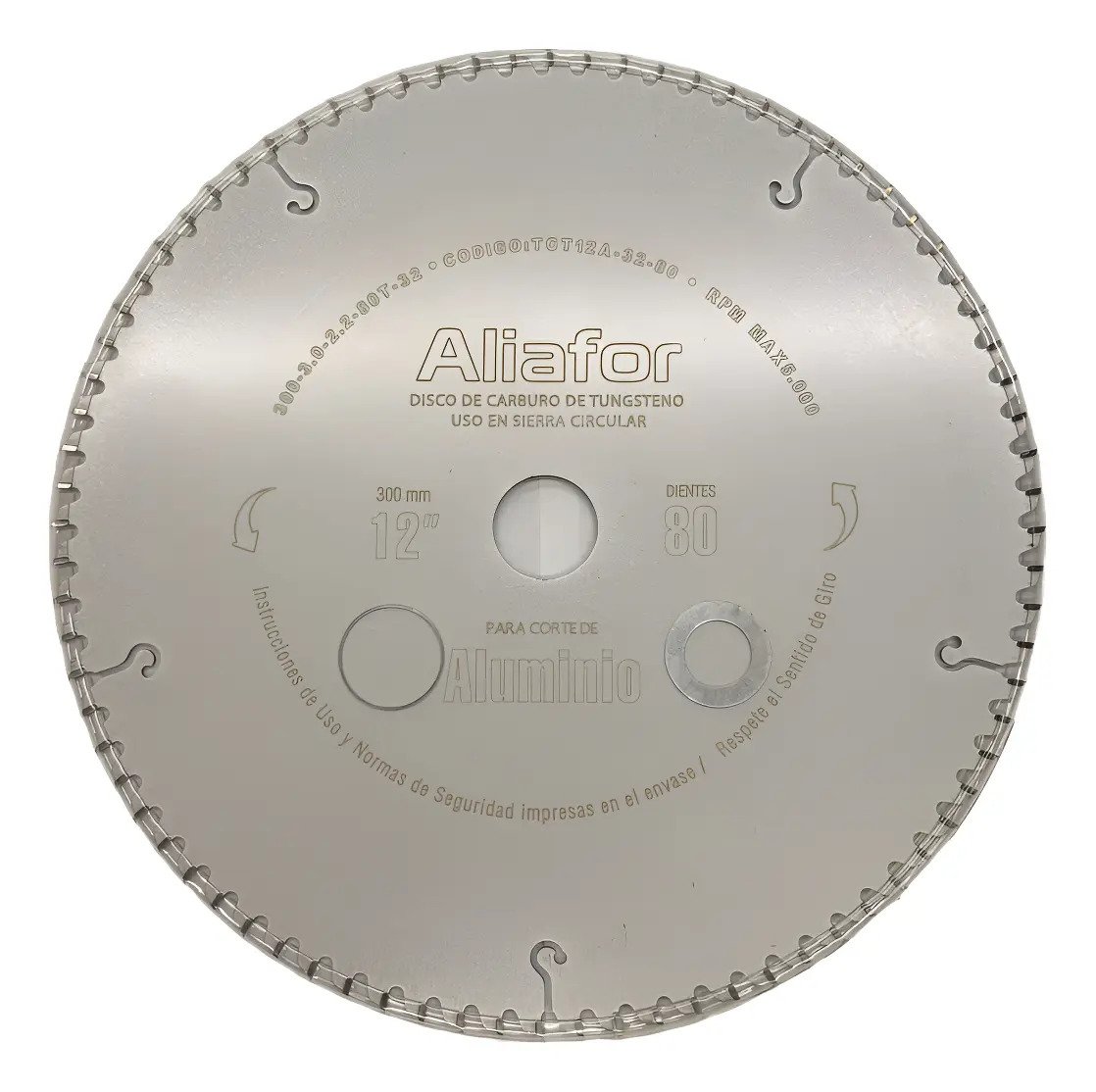 Disco Ingletadora Aluminio 80 Dientes 300mm 12puLG Aliafor Gris Disco Ingletadora Aluminio 80 Dientes 300mm 12puLG Aliafor Gris - Imagen 1