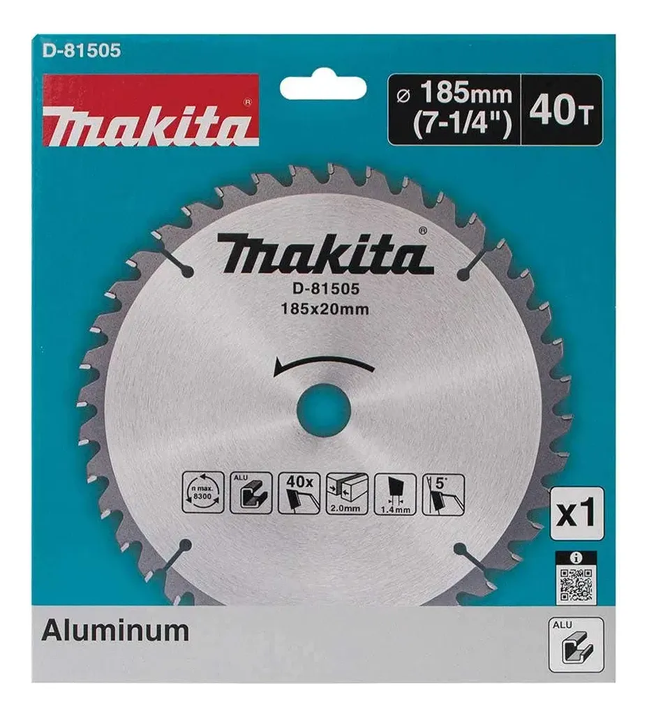 Disco Sierra Hoja Makita D-81505 185mm 40dt P/ Aluminio Disco Sierra Hoja Makita D-81505 185mm 40dt P/ Aluminio - Imagen 1