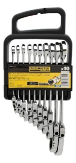 Set Llaves Combinadas C/ Crique Flexibles 10 Pzs Crossmaster Plateado