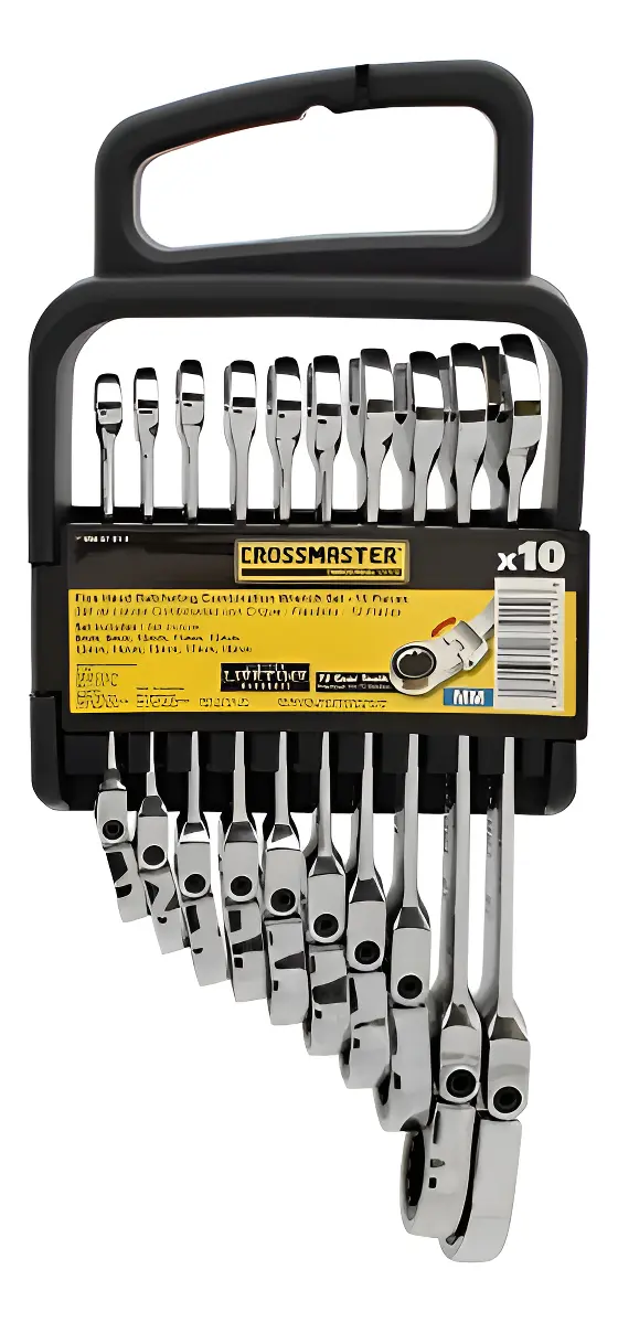 Set Llaves Combinadas C/ Crique Flexibles 10 Pzs Crossmaster Plateado Set Llaves Combinadas C/ Crique Flexibles 10 Pzs Crossmaster Plateado - Imagen 1