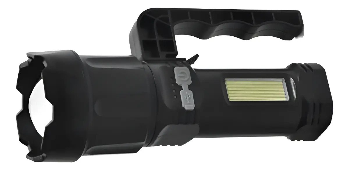 Linterna Led De Mano Recargable, C/zoom, Grip Y Baliza 2411 Led Negro Linterna Led De Mano Recargable, C/zoom, Grip Y Baliza 2411 Led Negro - Imagen 1