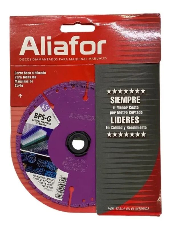 Disco Diamantado Aliafor Bps 4.5 G Acrilicos Plasticos Fibra