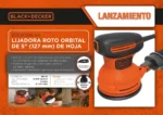 Lijadora Rotoorbital De 127mm 5 PuLG 180w Black + Dekcer Naranja 50 - Imagen 2
