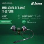 Amoladora De Banco Y Minitorno Eje Flexible Issei 450w Bg75m 50hz 450 W - Imagen 2