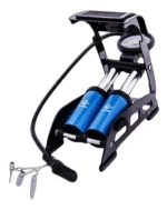 Inflador De Pie Con Manometro Tubo Doble Aluminio Bulit Azul - Imagen 2