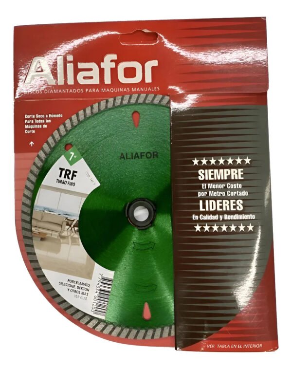 Disco Diamantado Aliafor Turbo Fino - Trf 180 Mm Porcelanato Verde