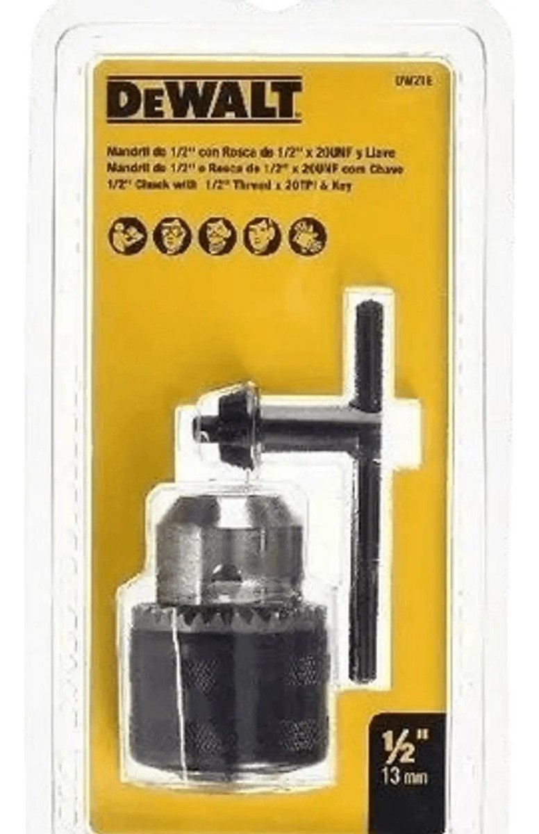 Mandril Con Llave 13 Mm Dewalt Dw21e Rosca ½ X20 P/ Taladro Mandril Con Llave 13 Mm Dewalt Dw21e Rosca ½ X20 P/ Taladro - Imagen 1