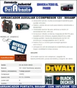 Cargador Arrancador Inflador 12v Black Decker Usb Luz 500a - Imagen 2