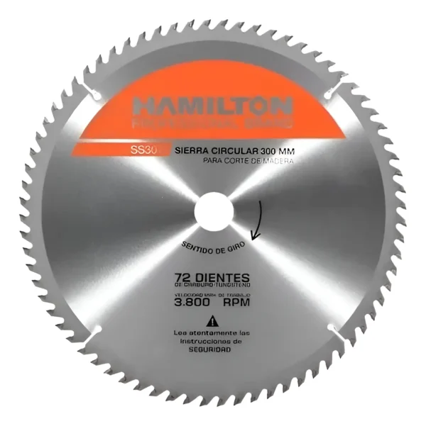 Disco Ingletadora Madera 72 Dientes 305mm Hamilton Ss3072 Plateado
