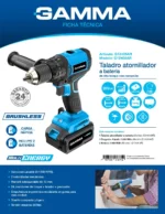 Taladro Atornillador Percutor 13mm Gamma 20v Brushless 2 Bat Celeste 340 - Imagen 3