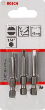 Juego Puntas Atornillador Bosch Plano 0,5 X 4,0 X 49mm X 3un