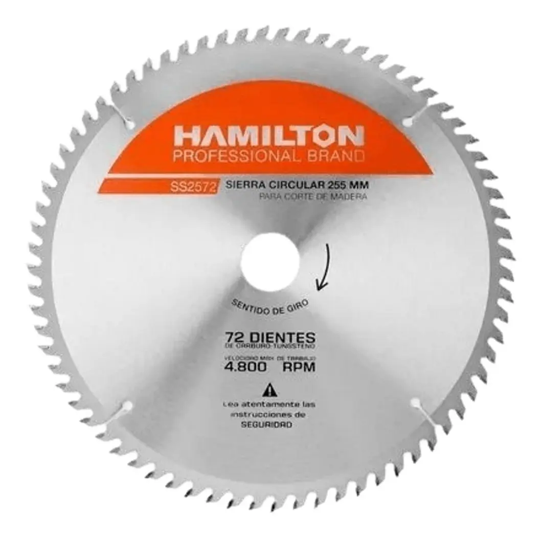 Disco Ingletadora Madera 72 Dientes 254mm 10 Hamilton Ss2572 Disco Ingletadora Madera 72 Dientes 254mm 10 Hamilton Ss2572 - Imagen 1