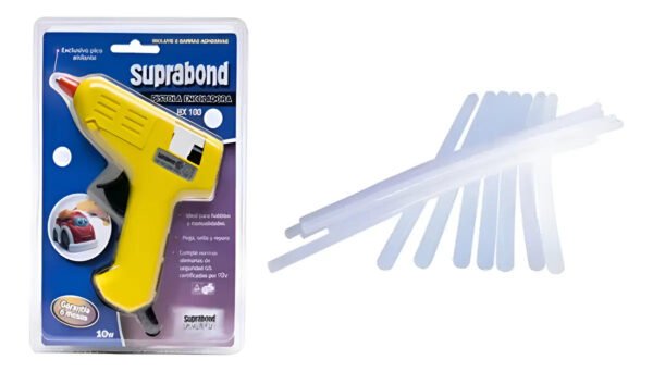 Pistola Encoladora Chica Suprabond Hx100 + 1 Kg De Barritas Amarillo