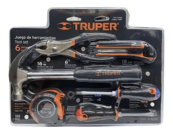 Kit Set Juego De 6 Herramientas Pinza Destorni. Truper 14651 Naranja Y Negro