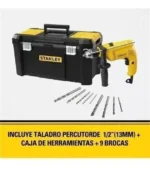 Taladro Percutor Stanley Sdh600 +caja De 19 Pulgadas+ Brocas Amarillo 50 Hz - Imagen 5