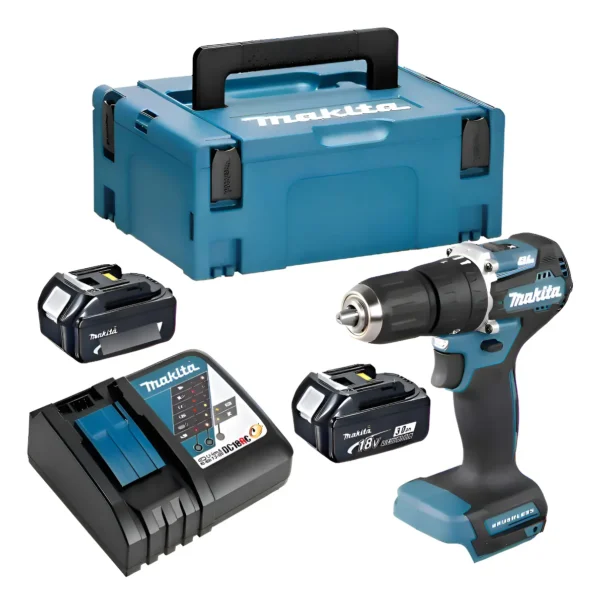 Taladro Atornillador Percutor 18v Makita Dhp487rfj 13mm Male Turquesa