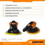 Lijadora Roto Orbital Neumatica Lusqtoff Lx-4076 6 Pulgadas Naranja - Imagen 3