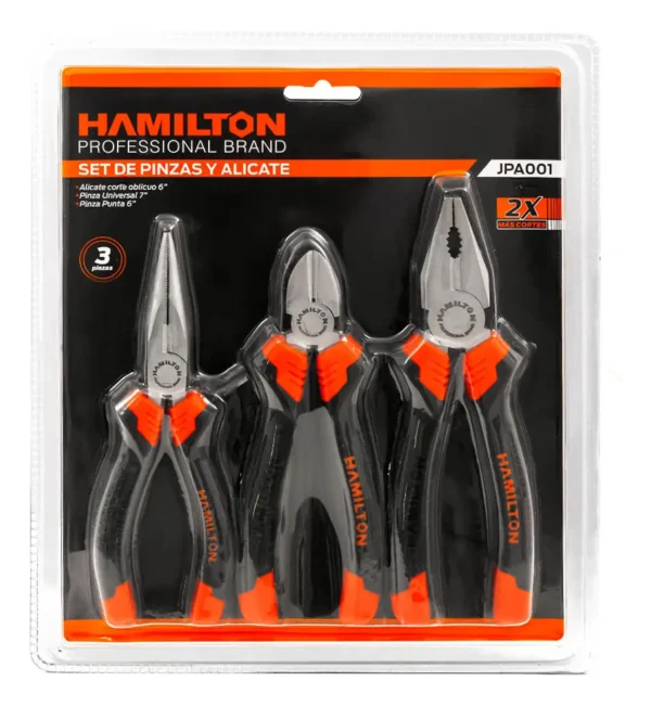 Juego De Pinzas Alicate Cromo Vanadi Set X3 Hamilton Jpa001