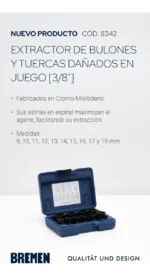 Extractores Bulones Rotos Enc 3/8 Tornill 9a19mm Bremen 8342 - Imagen 2