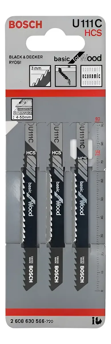 Hoja Sierra Caladora X 3 Uni Para Madera Blanda Bosch U111c 0 Mm