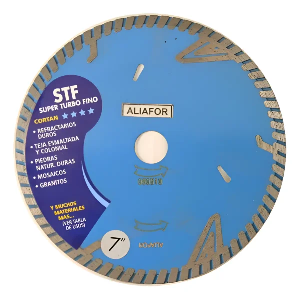Disco Diamantado 7 PuLG. Aliafor Stf Super Turbo Fino 180mm Celeste