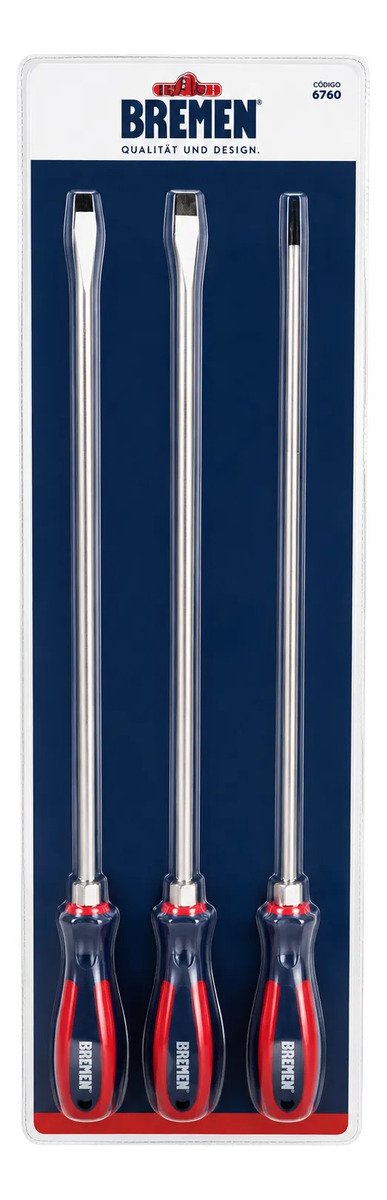 Juego Destornilladores Fuerza Largos Barreta X 3 Bremen 6760