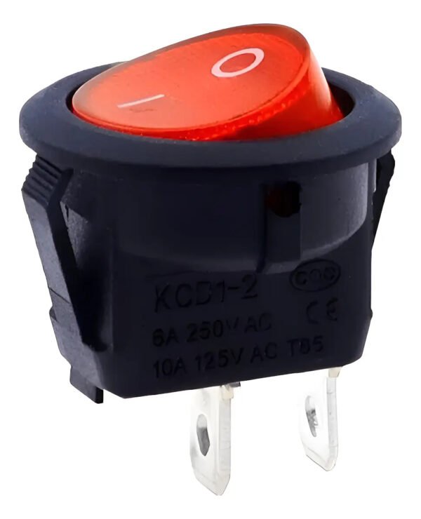5 Unidades Tecla Llave Redonda Roja 6a 220v 23mm Diámetro Negro