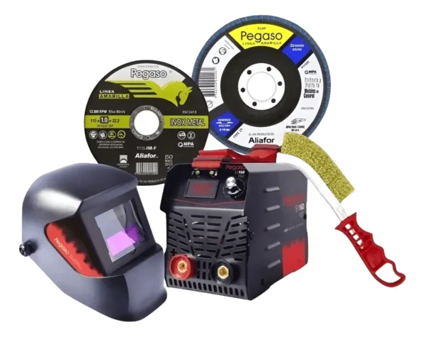 Soldadora Inverter Si160pro Pegaso + Máscara Cepillo Discos Negro