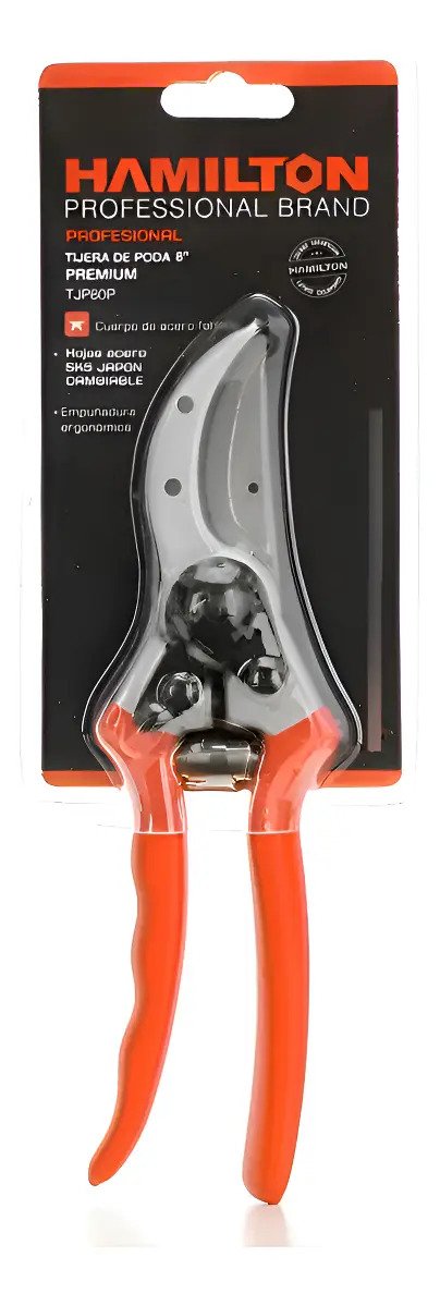 Tijera P/ Poda 8 Pulgadas Acero Sk5 Japón Hamilton Tjp80k Naranja