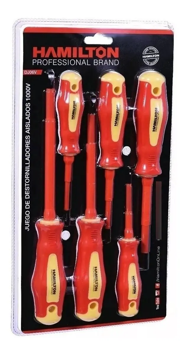 Juego Set Kit De 6 Destornilladores Aislado 1000v Hamilton Juego Set Kit De 6 Destornilladores Aislado 1000v Hamilton - Imagen 1
