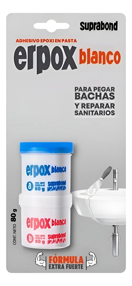 Nuevo Adhesivo Suprabond Erpox Blanco Bachas Y Sanitarios 80 Blanco