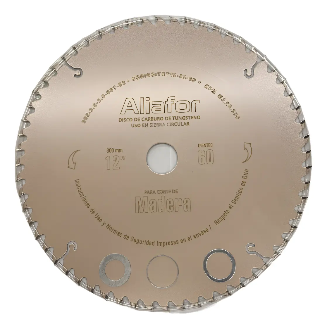 Disco Sierra Ingletadora Madera 60 Dientes 300mm Aliafor Marrón Claro Disco Sierra Ingletadora Madera 60 Dientes 300mm Aliafor Marrón Claro - Imagen 1