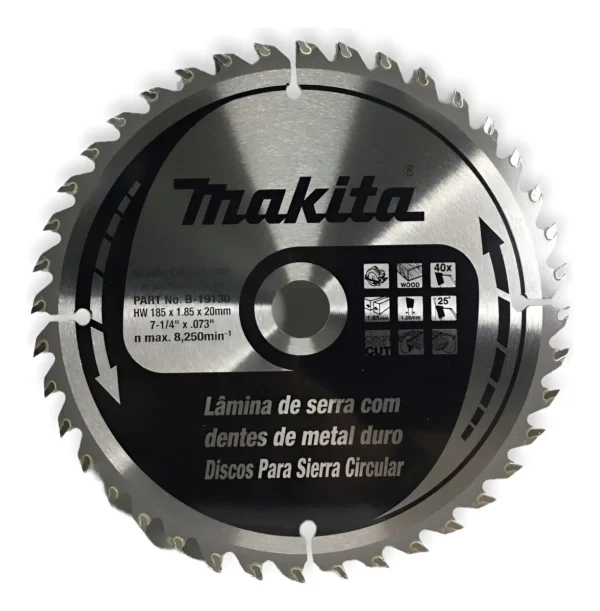 Disco Hoja De Sierra Circular Makita 185mm 7 1/4 40d B-19130 Plateado