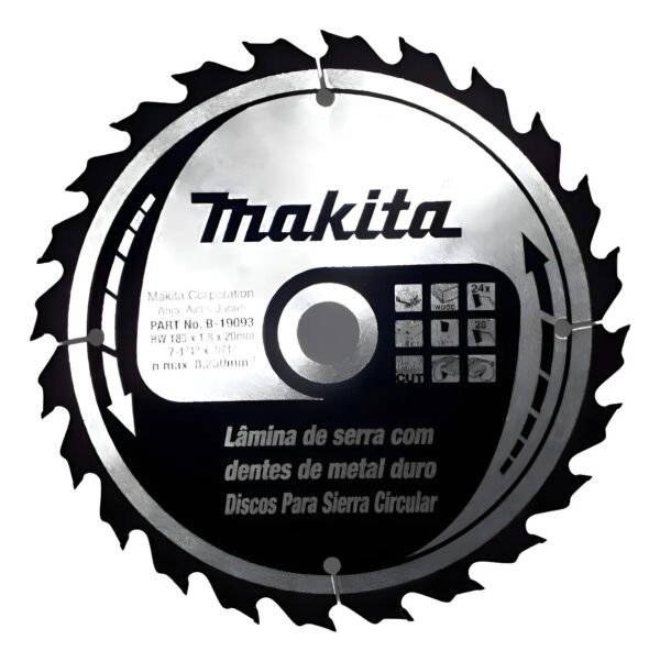 Disco Sierra Circular Makita 185mm 24d Para Madera B-19093 Plateado