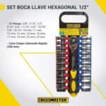 Set Juego Tubos Bocallaves 1/2 Crossmaster 21 Piezas 9946870 - Imagen 3
