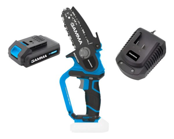 Mini Motosierra 20v Inalámbrica Brushless Completa Gamma Celeste