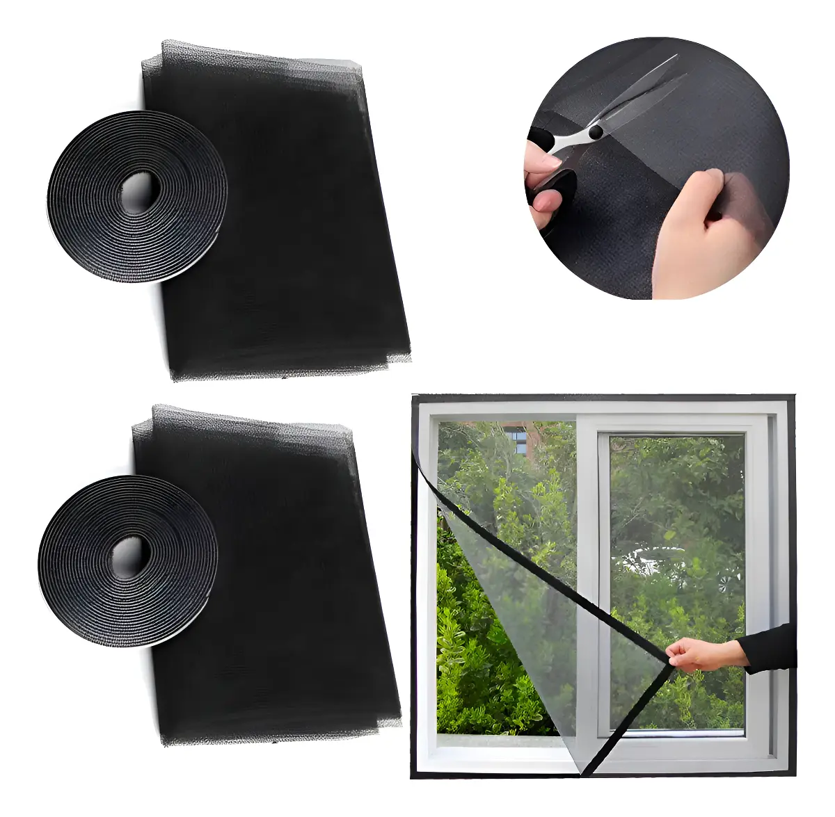 Cortina Mosquitero Ventana Autoadhesiva Magnetica 130 X 160 Negro Cortina Mosquitero Ventana Autoadhesiva Magnetica 130 X 160 Negro - Imagen 1