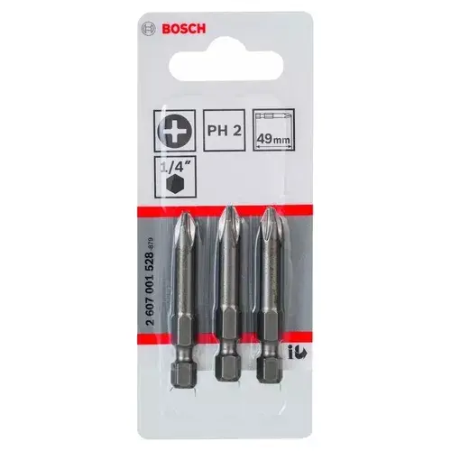 Puntas Philips Ph2 X 50mm P/atornillador X3 Bosch 2607001528