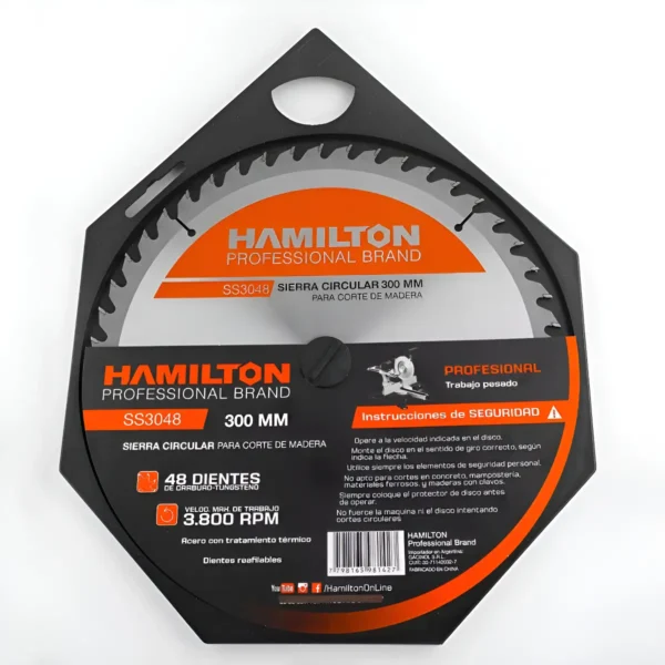 Disco Ingletadora Madera 48 Dientes 305mm Hamilton Ss3048 Plateado