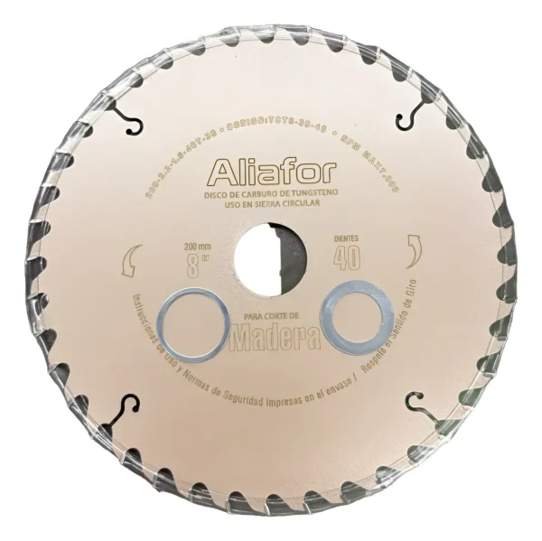 Disco Sierra Ingletadora Madera 40 Dientes 200mm Aliafor Marrón Claro