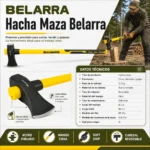 Hacha Martiilo Maza 2 En 1 Mango De Fibra 2,7 Kg Belarra - Imagen 2