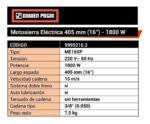 Motosierra Electrosierra 1800w 16 PuLG Dowen Pagio 9995216.2 Naranja - Imagen 2