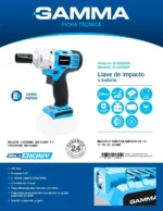 Llave De Impacto 1/2'' 20v Brushless Completo Gamma G12425 Celeste 50 - Imagen 2