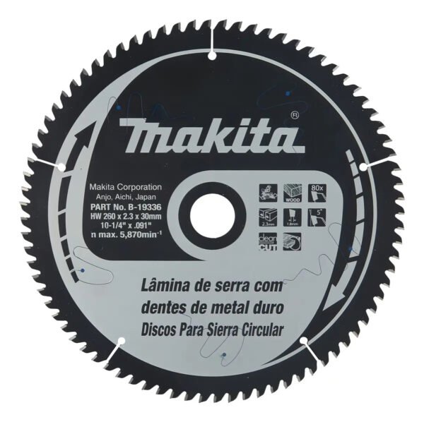 Disco De Sierra Circular 260mm 80 D Makita Teflonado B-19336