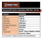 Rotomartillo Demoledor 36mm 5.5kg 1500w Dowen Pagio 9993896 Rojo - Imagen 6