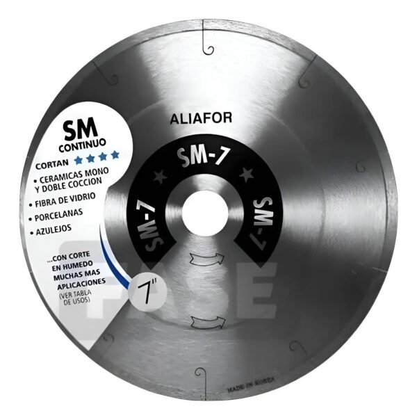 Disco Diamantado 180mm.continuo Aliafor Sm 7 PuLG Ceramicas Gris