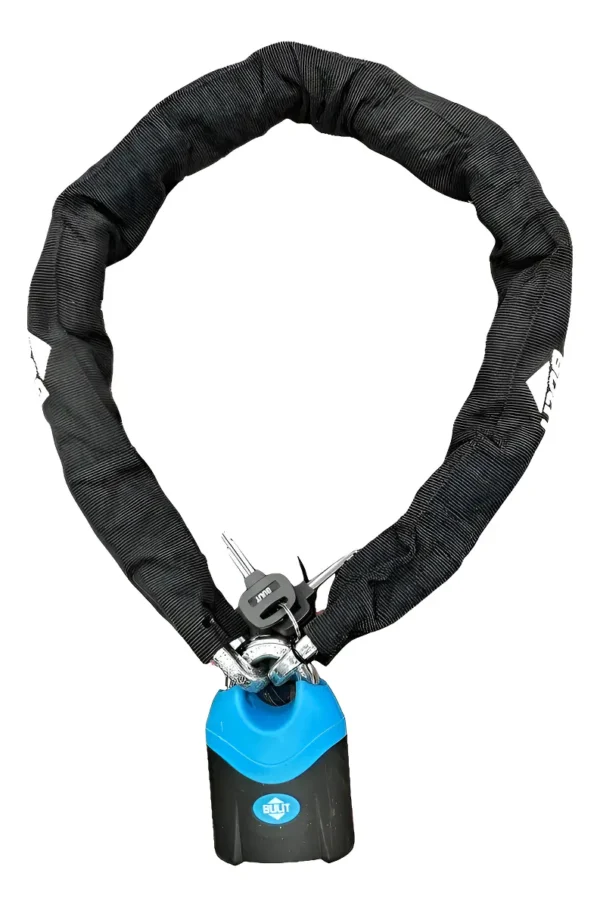 Cadena Bulit Máxima Seguridad Largo 1mt + Candado 72 Mm Negro/azul