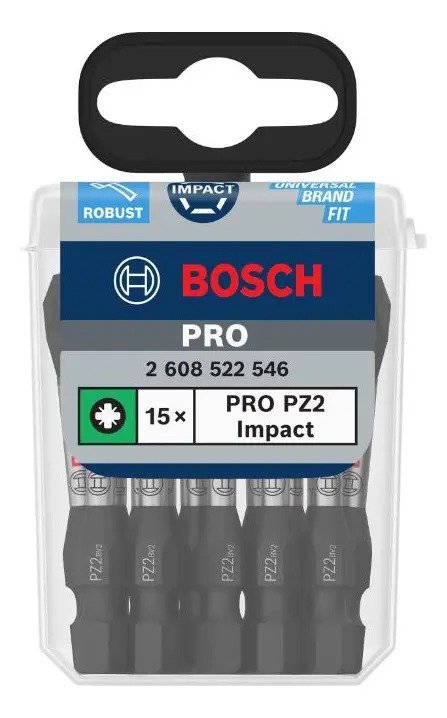 Puntas Impact Bosch Pro Pozidriv Pz2 55mm Bit Set, 15un