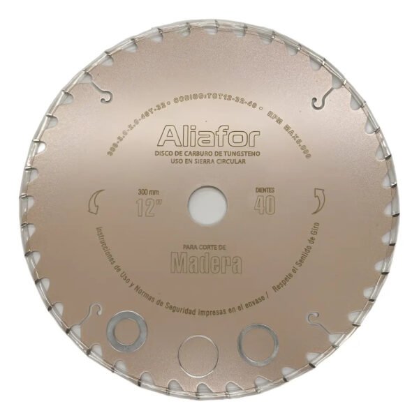 Disco Sierra Ingletadora Madera 40 Dientes 300mm Aliafor Marrón Claro