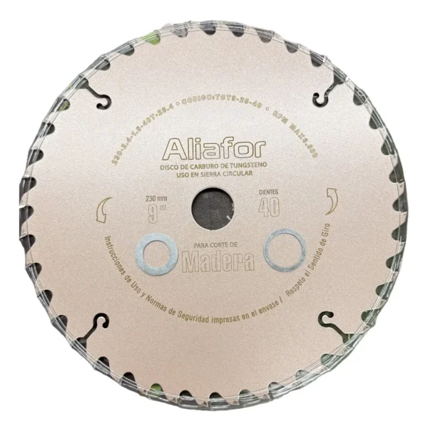 Disco Sierra Ingletadora Madera 40 Dientes 230mm Aliafor Marrón Claro